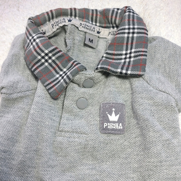 Dog Gray Polo Shirt with Checkered Collar - Picture 2 of 6